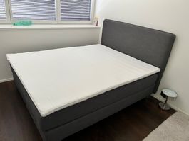 Ikea Boxspringbett grau 160x200 inkl Topper/Matratzenauflage