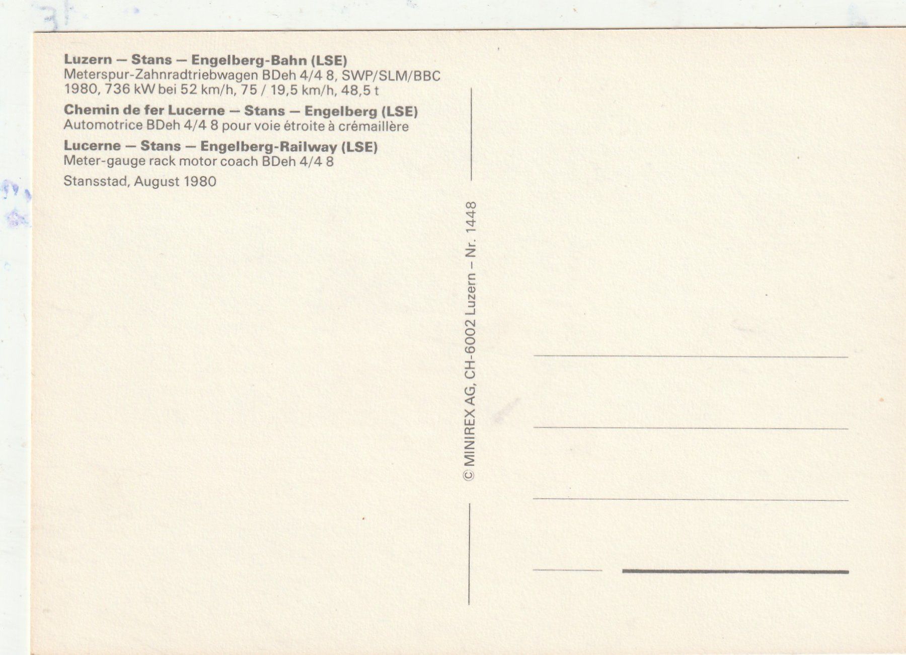Cartes postales: Luzern - Engelberg Bahnen – D'occasion à Lumbrein par made02 1