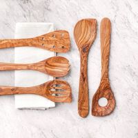 5er-Set Küchenutensilien Olivenholz – Handgefertigt