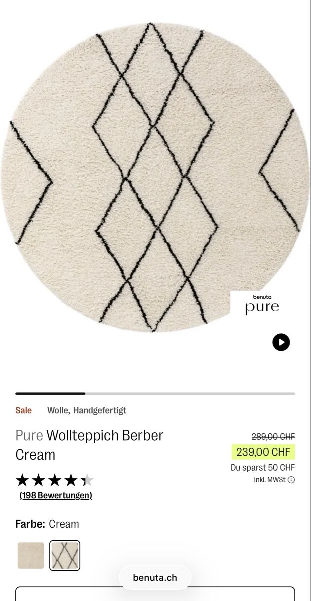Tappeti: Teppich Weiß - 150cm Durchmesser  – Usato da Zürich venduto da AH8001 1