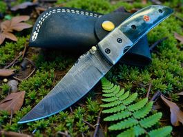 Damast Messer Klappmesser HANDMADE 19cm bergmann No. 09