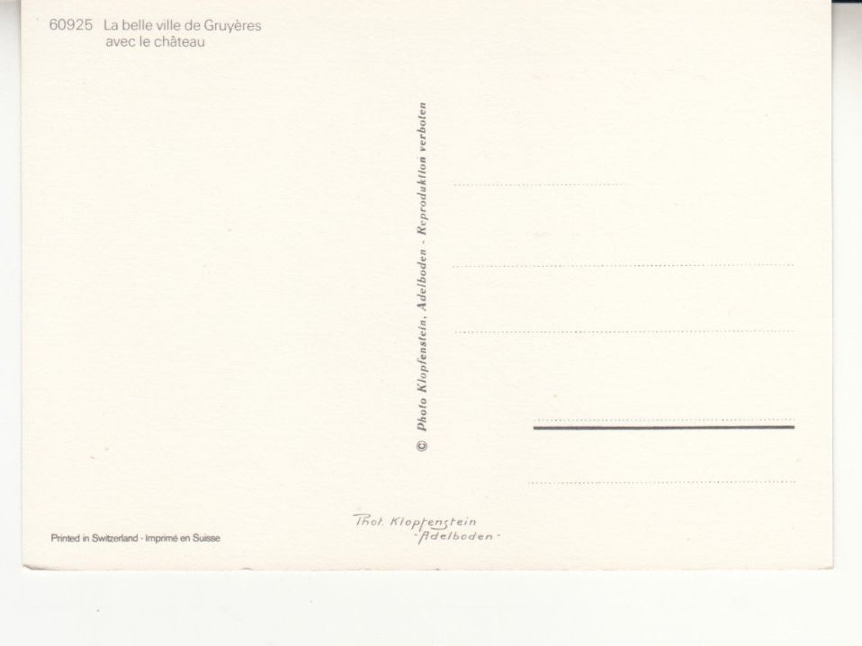 Cartoline postali: Gruyères ca. 1970 – Usato da Bürglen TG venduto da StampGraf 1