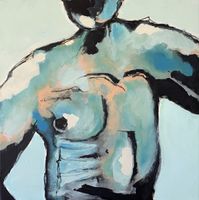 Acrylbild „green torso“, 80x80cm, 2008. Original. Leinwand.