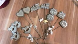 12 Holzstecker silber