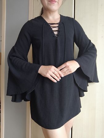 ASOS Black Dress Size 36 with Lace-Up Detail