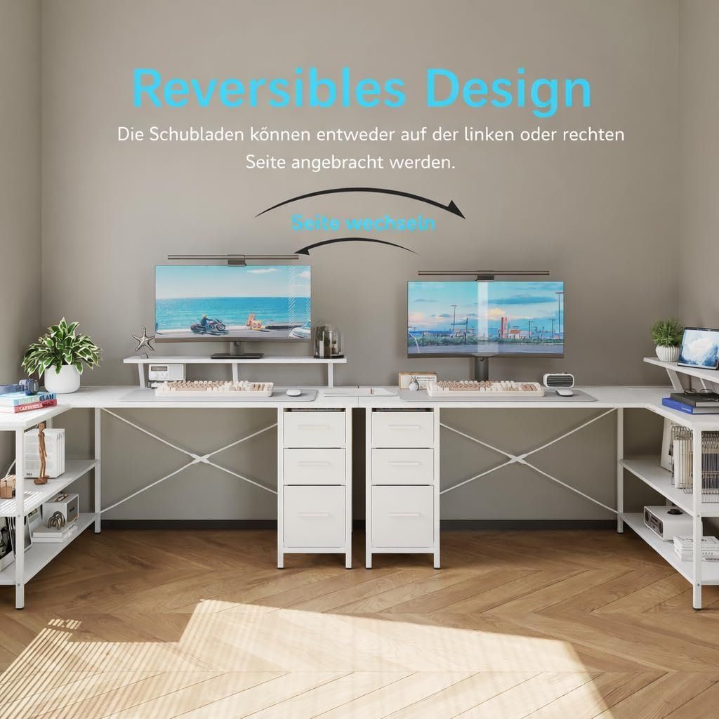 Scrivanie: Schreibtisch Eckschreibtisch mit USB Steckdose Weiss – Nuovo e nell'imballaggio originale da Schaffhausen venduto da AllesMussRaus90 4