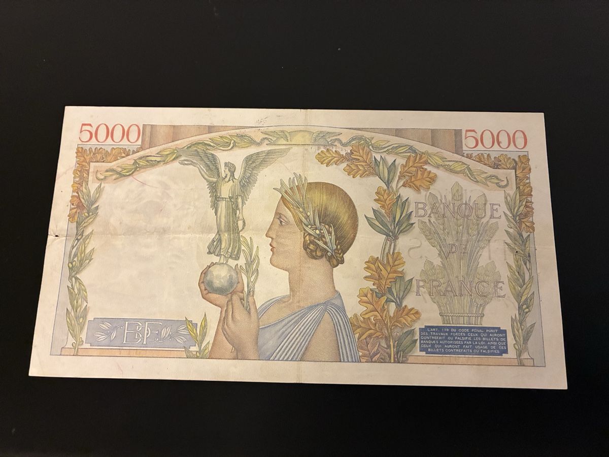 Banknoten: 5000 Francs 1942  – Gebraucht aus Dällikon von Woldbanknoten 2