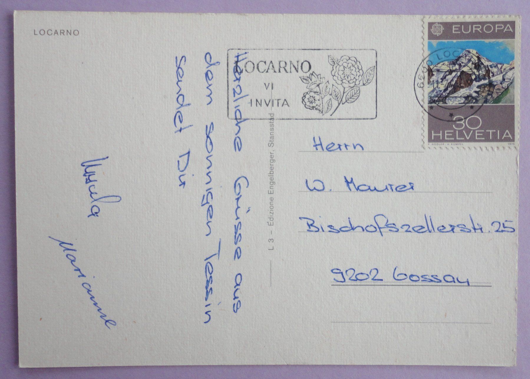 Cartoline postali: Locarno – Usato da Fétigny venduto da Billy2miny 1