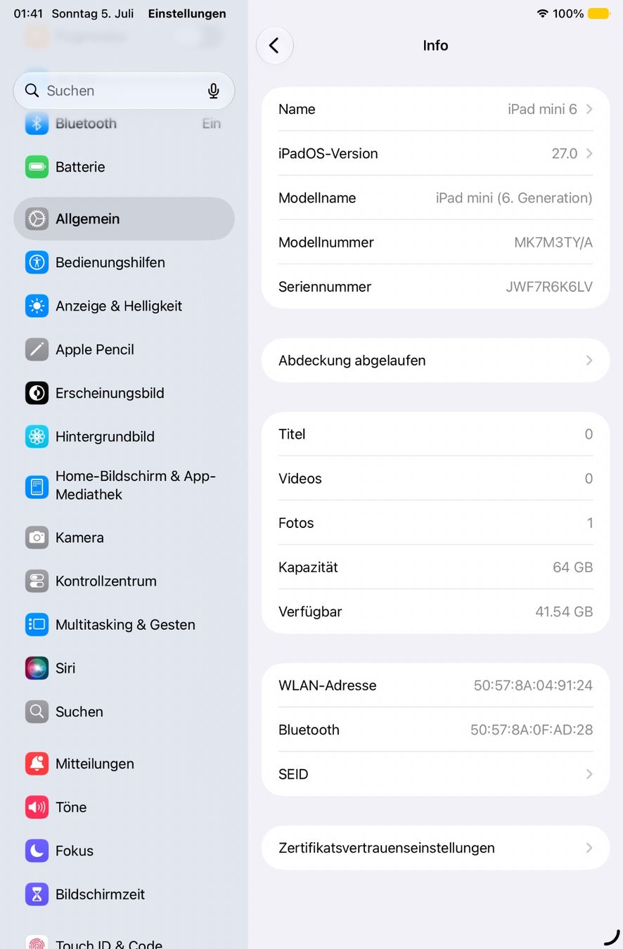 Apple Tablet PC: Apple iPad Mini 6 mit Apple Smart Folio - super Zustand! – Usato da Zürich venduto da 2far 3