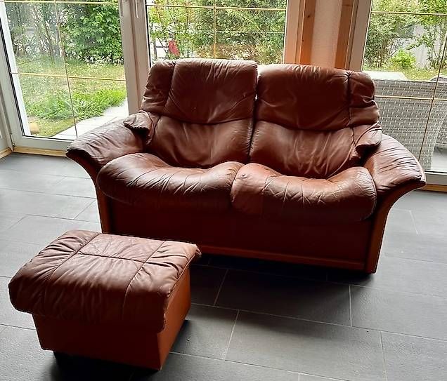 Sofas: Hochwertiges Stressless Doppelsofa Ekornes, Echtleder – Gebraucht aus Weingarten-Kalthäusern von redex