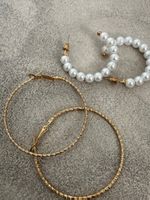 2er Set Elegante Perlen Creolen & Grosse Gold Creolen