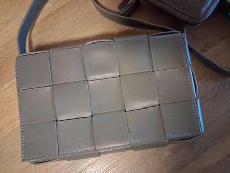 Tasche Leder Grau Gewoben crossbody Damen Neu