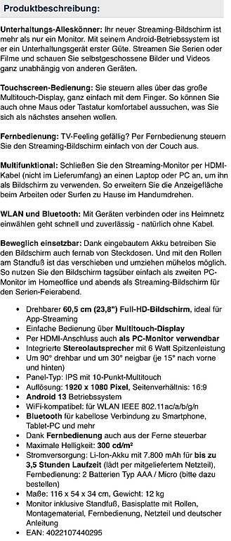 Monitor: Mobiler Smart Monitor: neu – Usato da Herrliberg venduto da Hamster7 3