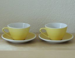 Tasses et soucoupes en porcelaine jaune, Rössler, 1950-60s