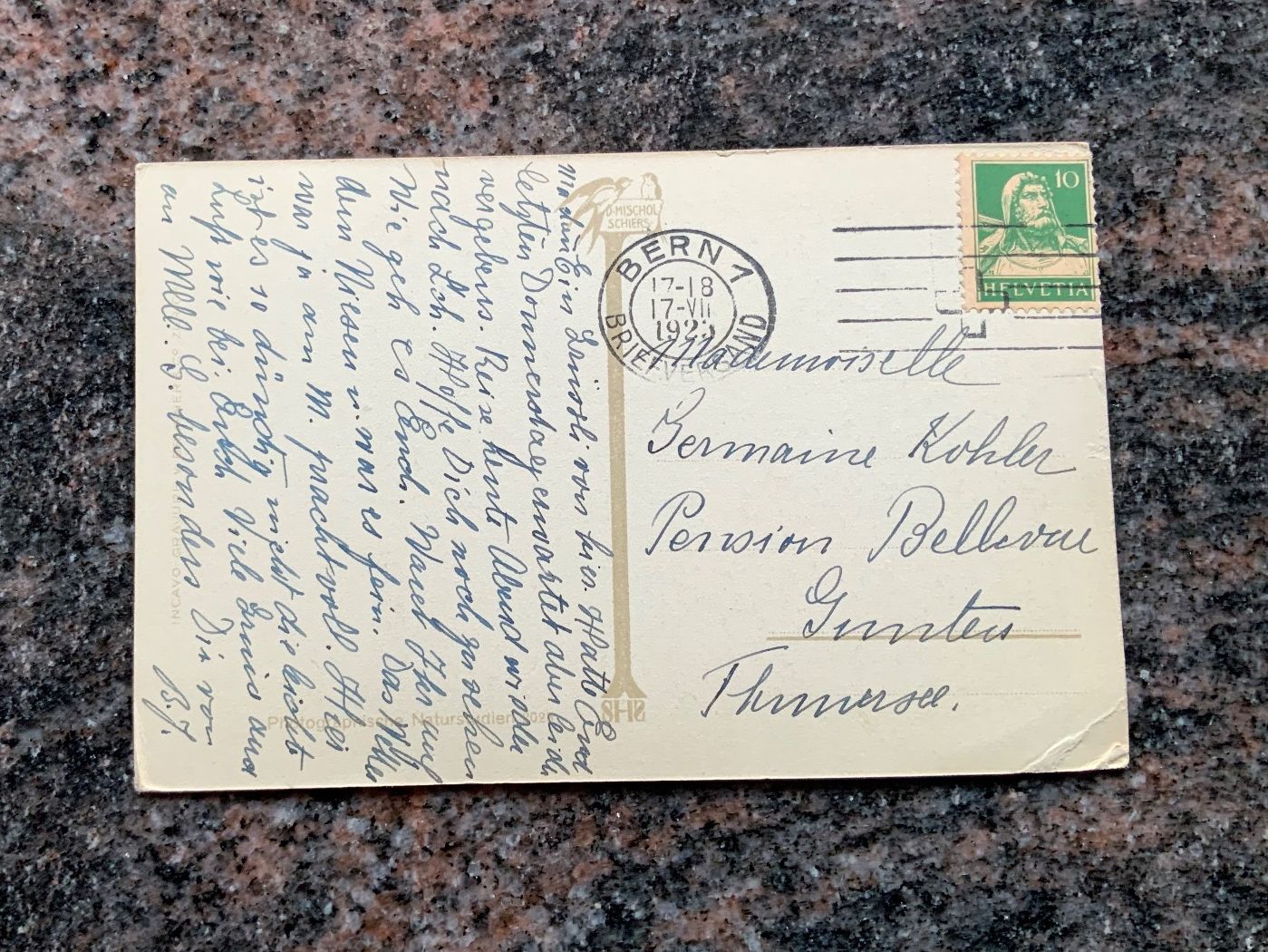 Cartoline postali: Ansichtskarte mit blühendem Baum, gelaufen 1925 – Usato da Vellerat venduto da joromaur 1