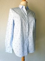 BLUSE HEMD S 36 HELLBLAU WEISS KÄFER Motiv top zu JEANS