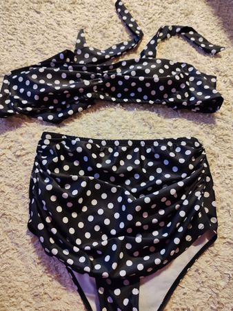 Schwarzer Polka Dot Bikini, Grösse XL, Retro Look!