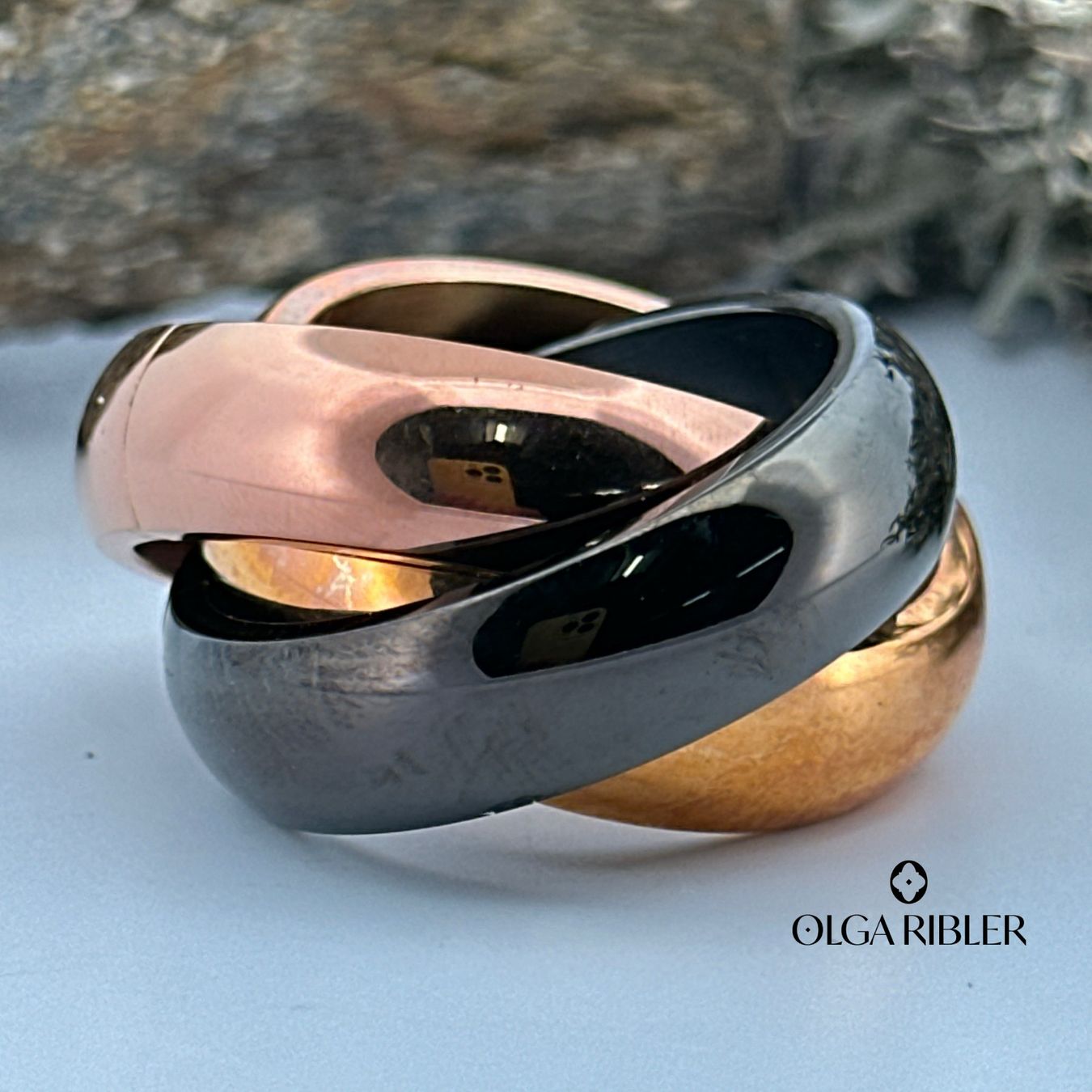 Olga Ribler Anelli: Edelstahl Wellen Ring 3color Grösse 62 – Nuovo (secondo la descrizione) da Luzern venduto da Schmuckoutlet 5