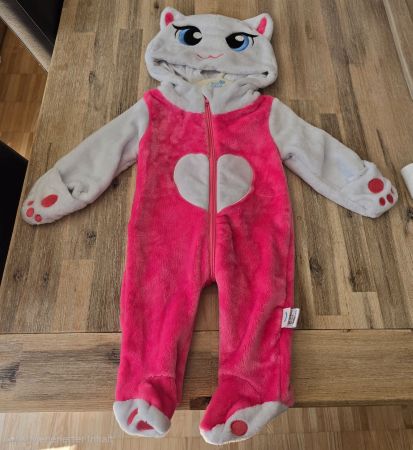 Baby Strampler Katze pink grau Grösse 59