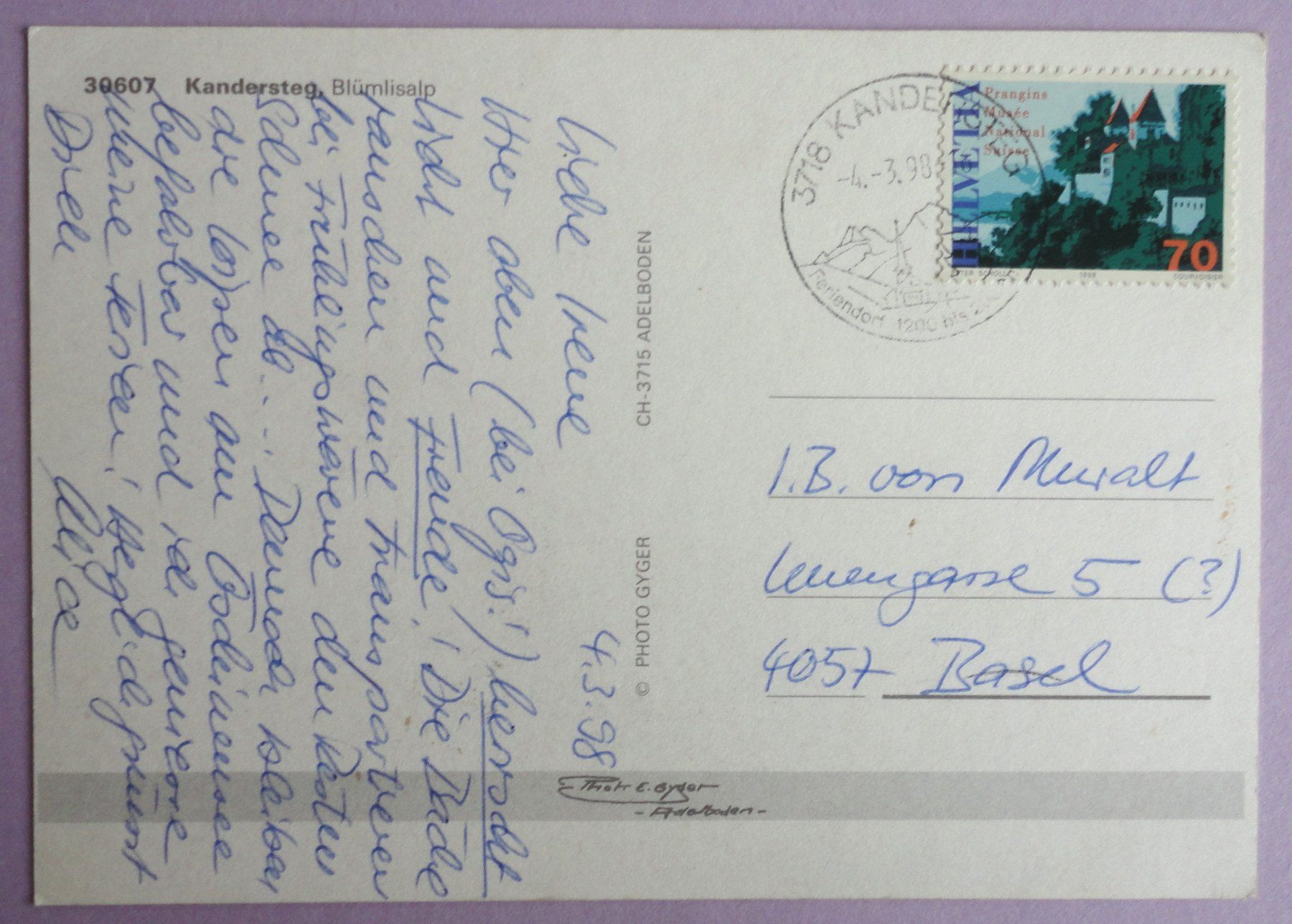 Cartes postales: Kandersteg, Blümlisalp – D'occasion à Fétigny par Billy2miny 1