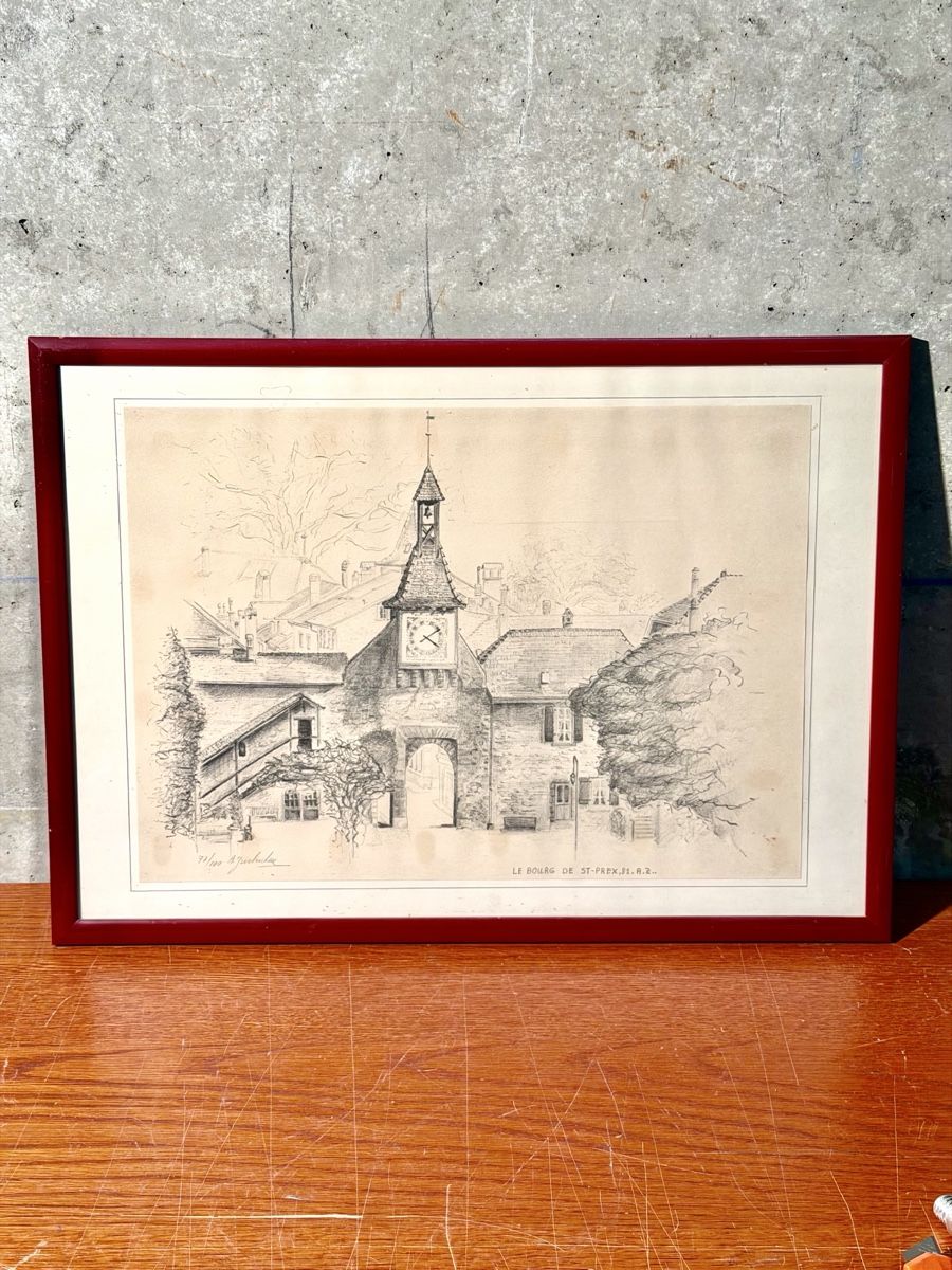 Gemälde: Drawing Le Bourg de St-Prex Framed  – Gebraucht aus Lausanne von vas_cdb2