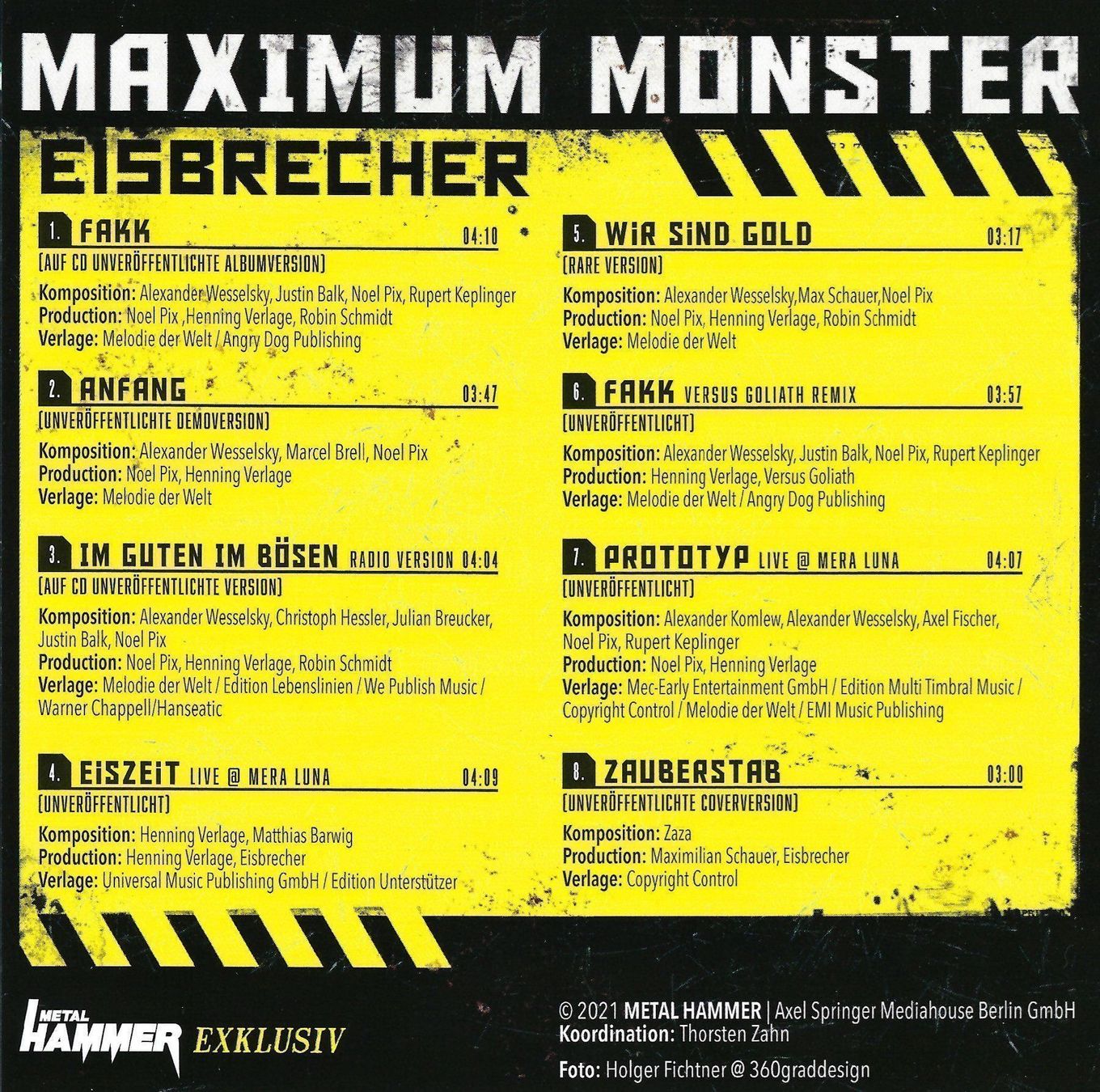 CD: EISBRECHER-Maximum Monster -Metal Hammer – Usato da Rotkreuz venduto da groeli69 1