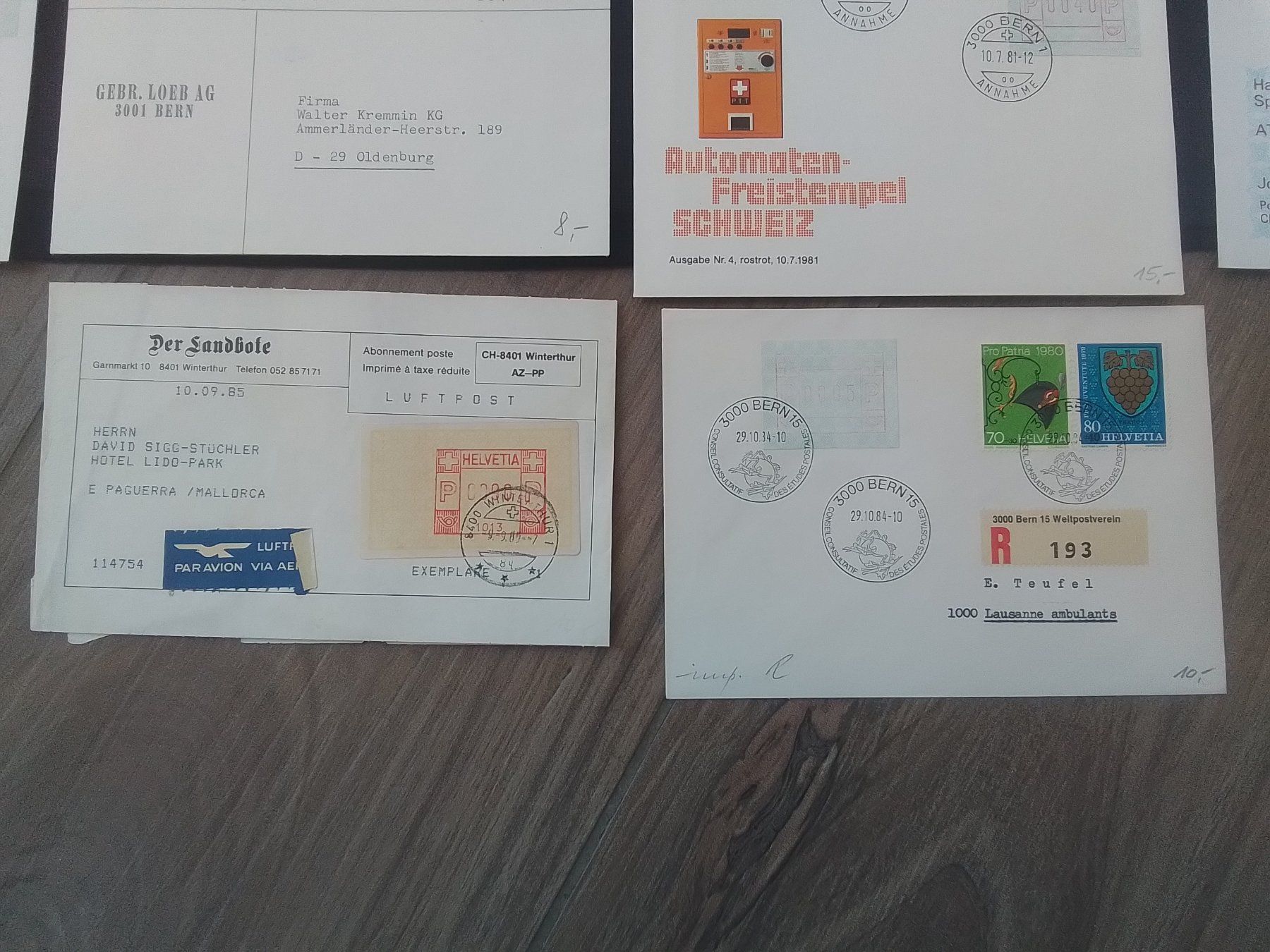 Tutti i francobolli: ATM - inklusive FDCs – Usato da Reichenburg venduto da Pipo-67 5