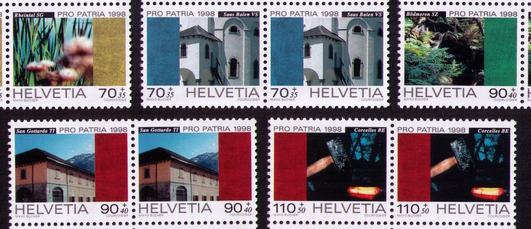 Alle Briefmarken: 1998_B259-63_PRO PATRIA_Rheintal_Gotthard_Corcelles_Vb ! ** – Neu (gemäss Beschreibung) aus Marthalen von Ch_quality 1