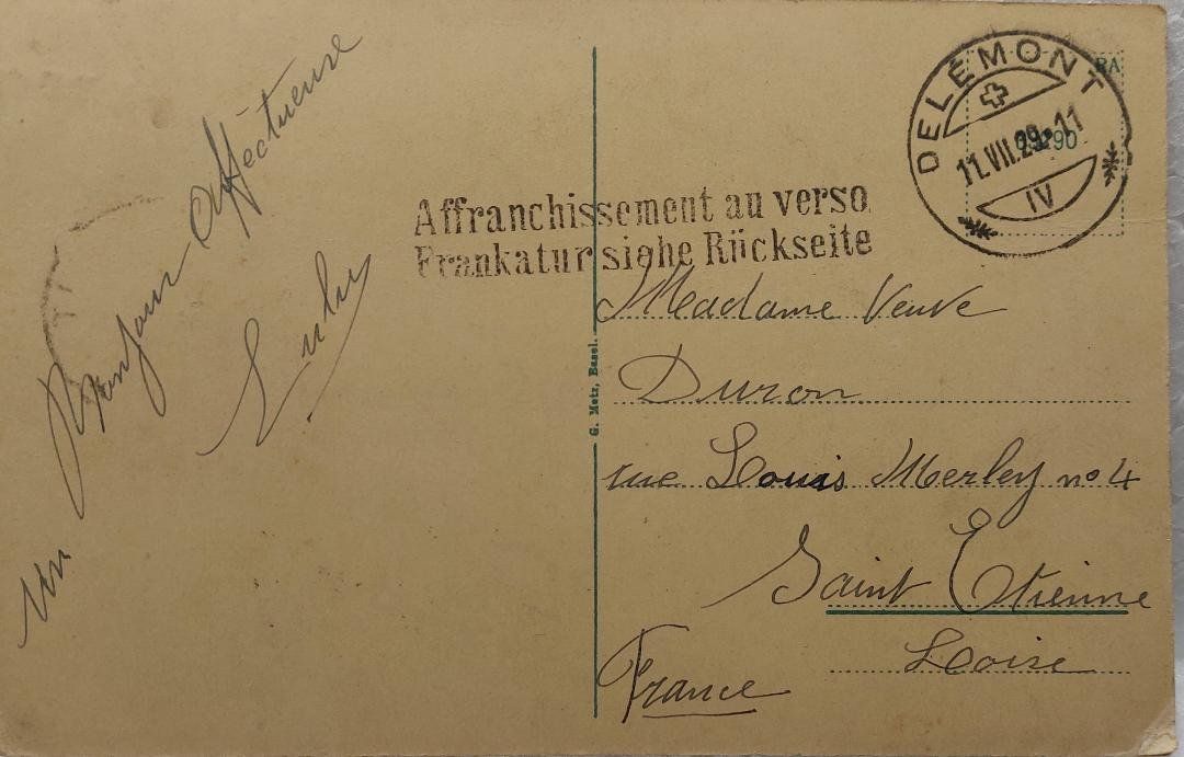 Cartoline postali: DELÉMONT - Eglise Catholique - 1929 – Usato da Delémont venduto da Domdom1 1