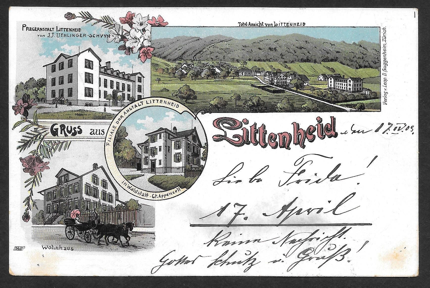 Cartoline postali: Littenheid farbige Lithografie 4 Bilder – Usato da Olten venduto da clotaldi