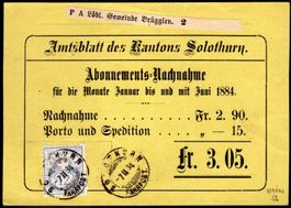 1884 Ziffer 56 weisses Papier NN Solothurn voll-o Fahrpost