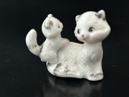 Vintage Keramik Katzen Figur, Mutter mit Baby Katze!