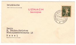 Lettre de UZNACH BPA A191 pour Basel le 27.VII.38