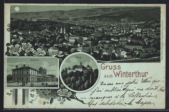 Cartes postales: Mondschein-Lithographie Winterthur, Bahn – D'occasion à Berlin par bartko-reher