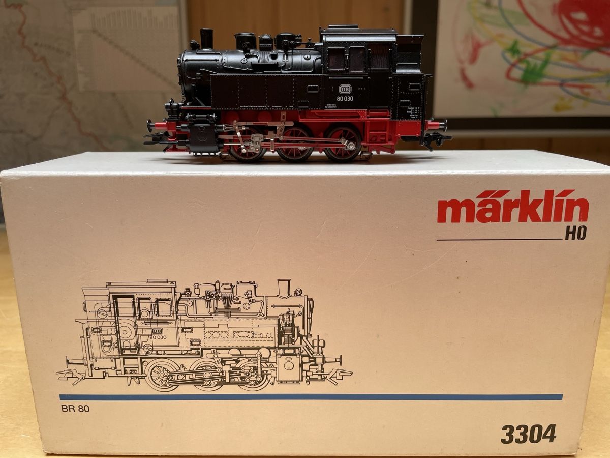 Märklin Modellini di ferrovie: Märklin 3304 Dampflok BR 80 DB digital – Usato da Rickenbach ZH venduto da u2540 2