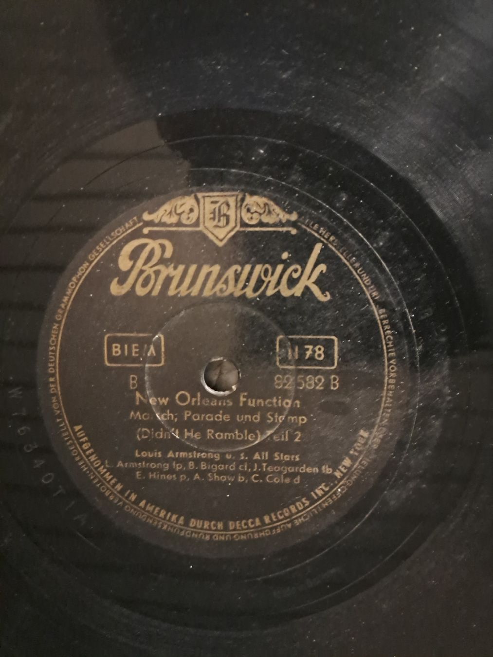 Dischi in vinile: Schellack LOUIS ARMSTRONG "New Orelans Funktion"  Brunswick – Usato da Uetendorf venduto da Essiggurken 1