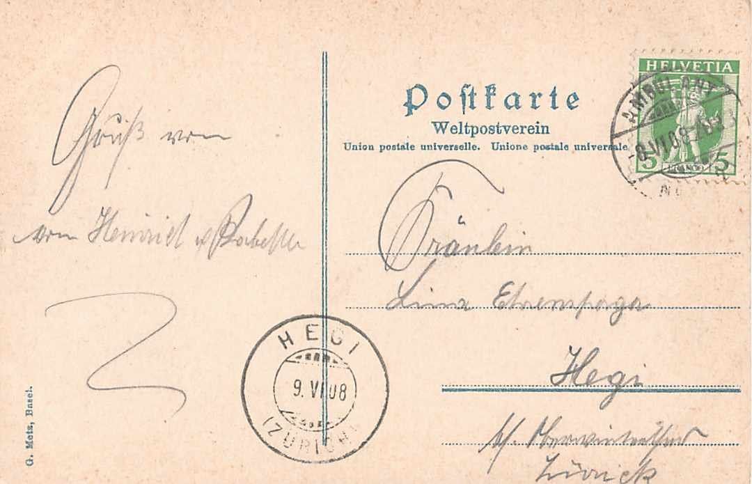 Cartoline postali: GRUSS aus RHEINFELDEN - alte Ansichtskarte 1908 – Usato da Winterthur venduto da SchatzchischtliWinti 1
