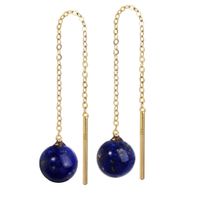 Paar Ohrhänger Paar Echt Lapislazuli 6mm Durchzieher Gelbgol