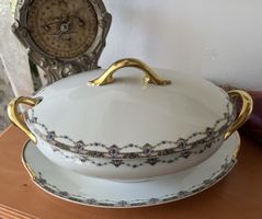 Suppenschüssel Limoges alt mit Servierplatte (Unterteller)