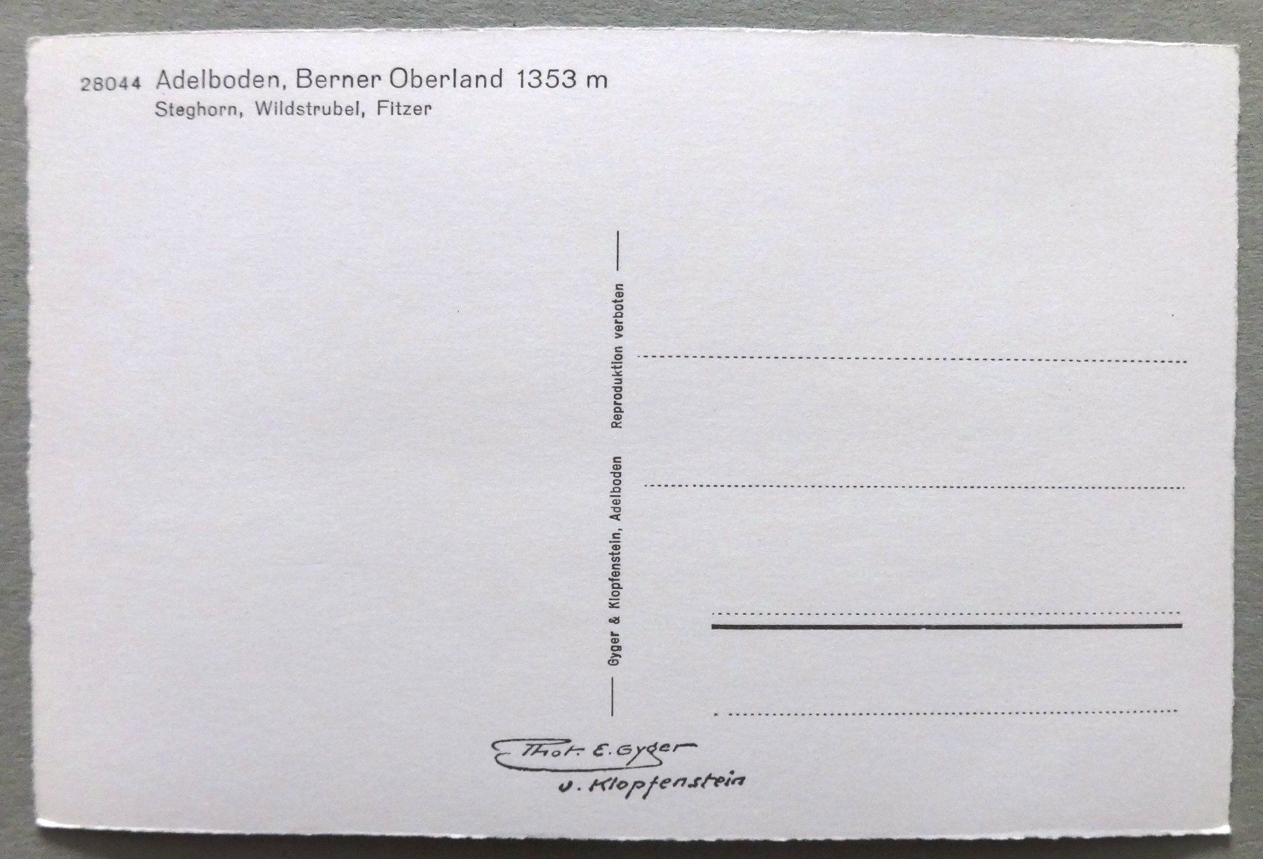 Cartoline postali: Adelboden, B.O., 1353 m – Usato da Fétigny venduto da Billy2miny 1