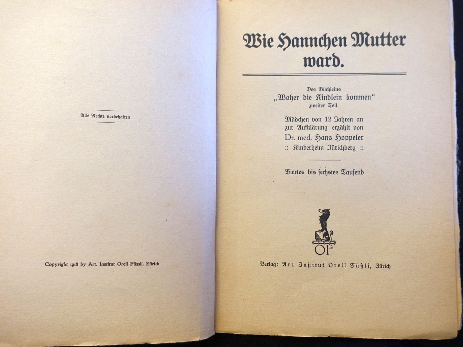 Libri: Wie Hannchen Mutter ward zweiter Teil 1919 – Usato da Gutenswil venduto da Optico 1