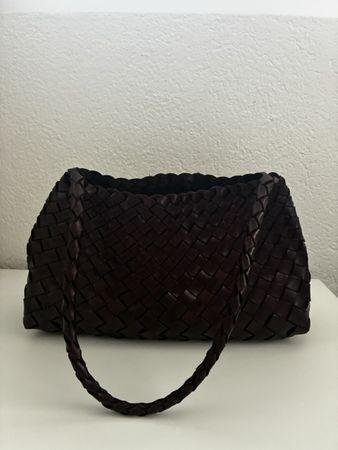 Leder Handtasche dunkelbraun geflochten guter Zustand