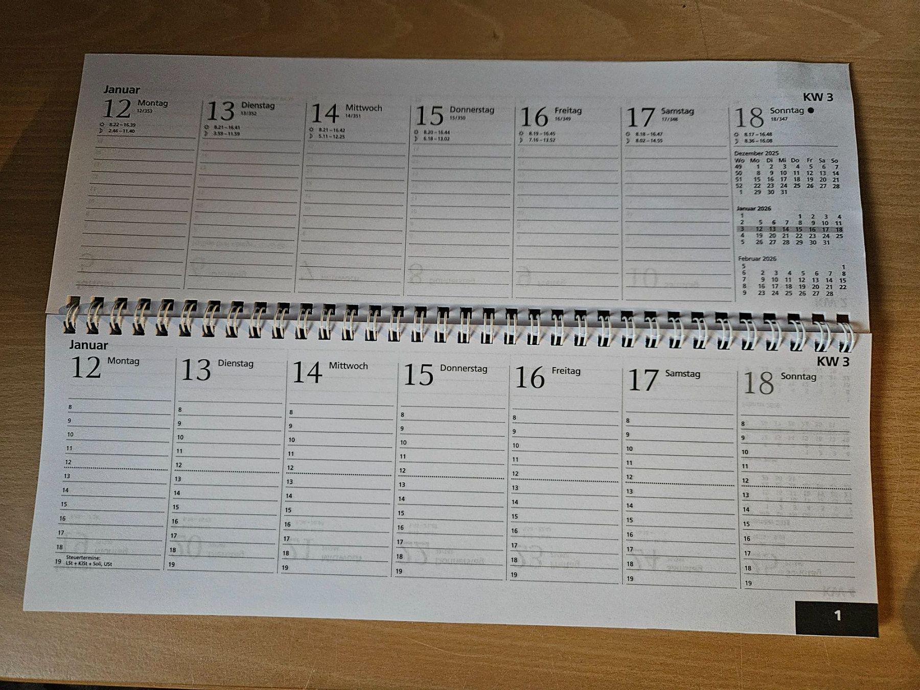 Termin Kalender, Agenda 2026 - Länge ca.30cm, Breite ca.10cm (Neu ...