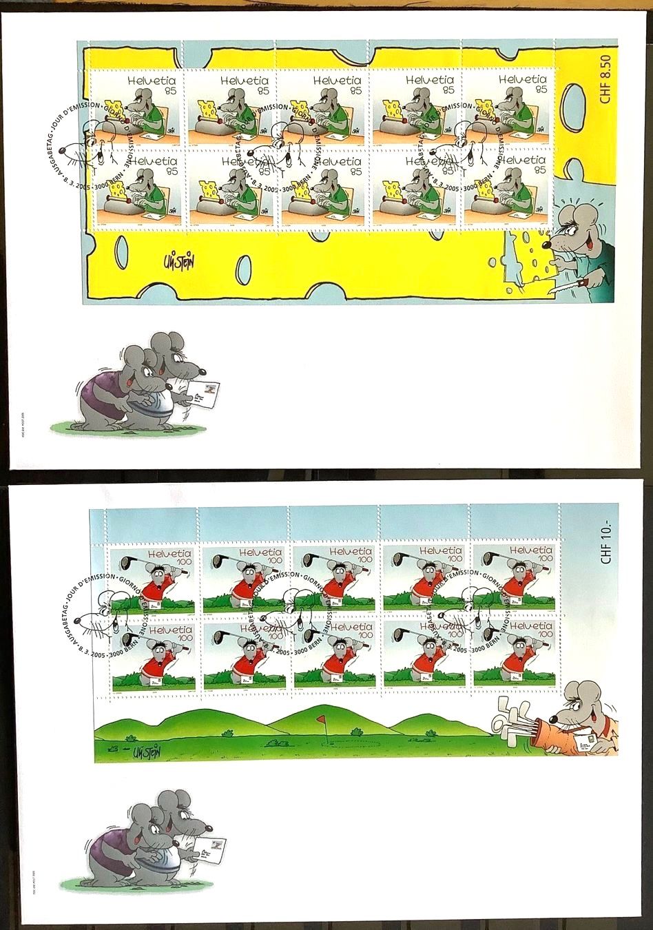 Tutti i francobolli: 2005 FDC Kleinbogen Satz Uli Stein – Nuovo (secondo la descrizione) da Liestal venduto da Pep3