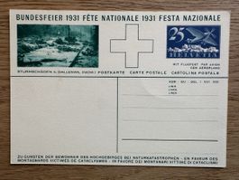 Schweiz - 1931 Bundesfeier FLUGPOSTKARTE ungebraucht sehr gu