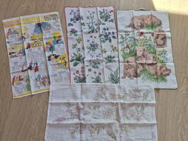 Torchons vintage 1962 calendrier folklorique 4 pièces