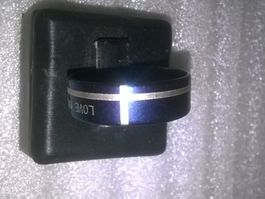 RING EDELSTHAL,,,DUNCKELBLAU UND WEISS,,,GLANZIG