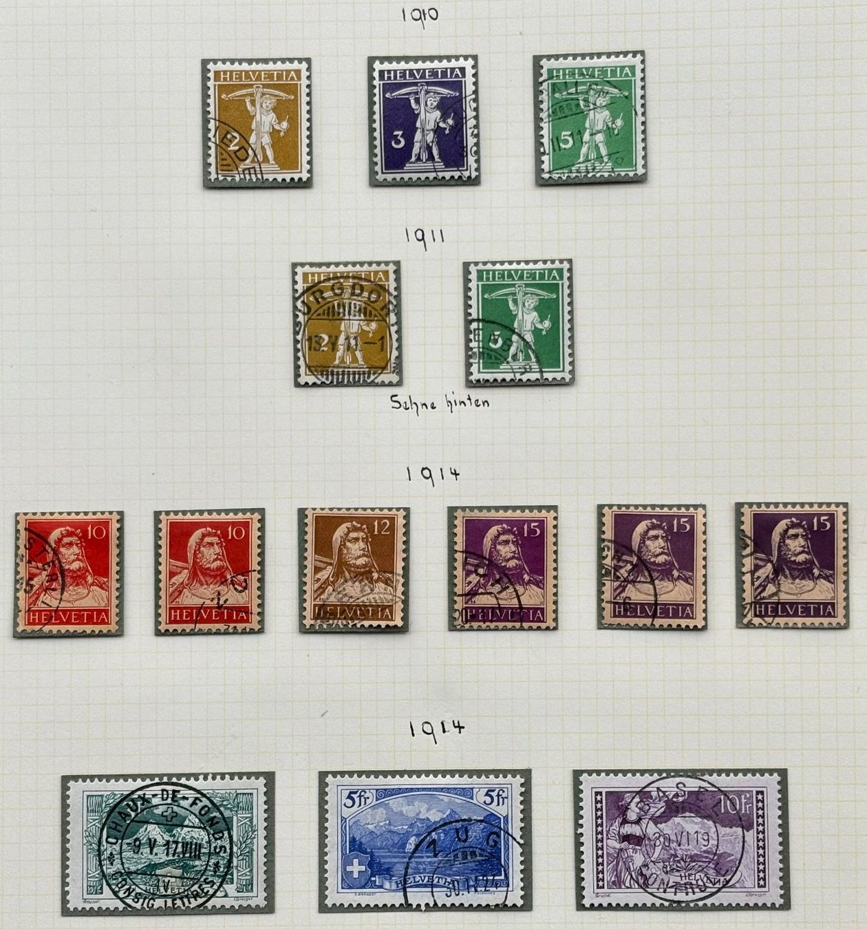 Alle Briefmarken: SCHWEIZER BRIEFMARKEN 1910-1911-1914 – Gebraucht aus Ostermundigen von Heavenmaus75