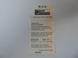 SBB 2. Kl. Tageskarte, Tag frei wählbar bis spät. 28.10.2026