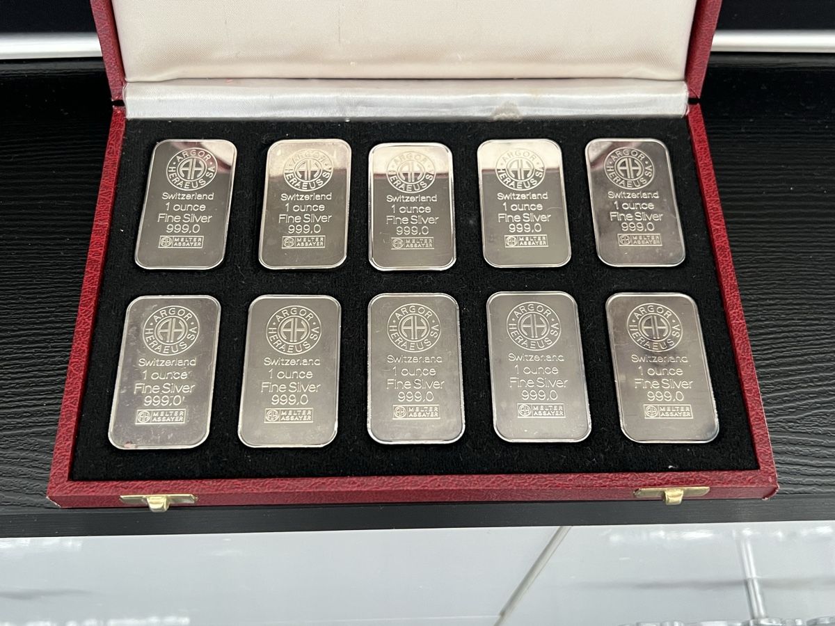 Edelmetalle: 10 x 1 Unze Silberbarren Argor Heraeus – Neu (gemäss Beschreibung) aus Bern von leu_9lkv 1